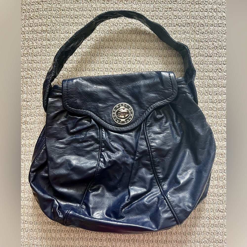 Marc Jacobs Blue Patent Leather Shoulder Bag